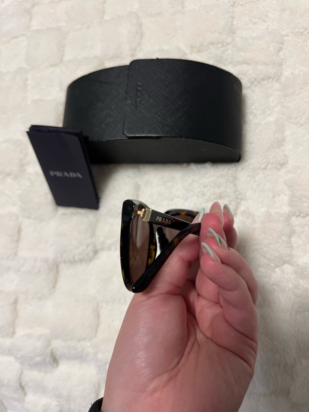 Prada SPR 03X Tortoiseshell Cat-Eye Sunglasses - Brown/Black - Picture 4 of 7